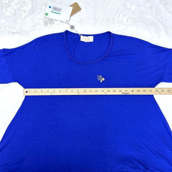 NWT VDP COLLECTION Womens Blue Loose Fit T-Shirt Top w/Crystals SZ 44/US M Italy - Picture 14 of 16